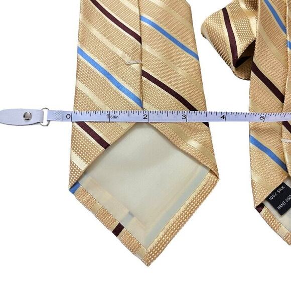 Jos A Bank Mens 100% Silk Yellow Blue Striped Hand Made Neck Tie 58" x 3.75" - Picture 12 of 16